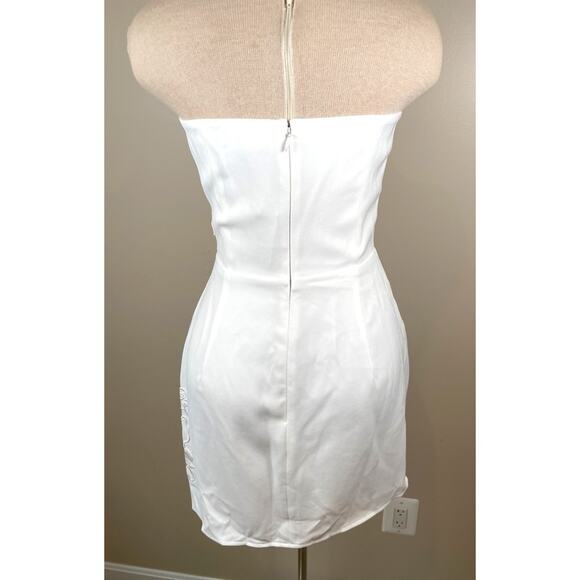 Sau Lee Fleur Floral Appliqué White Strapless Mini Dress Size 4 - Picture 8 of 10